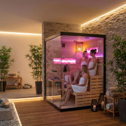 SAUNA FIŃSKA WYSOKOTEMPERATUROWA Z PIECEM LARK3/HARVIA 4,5KW 3-4 OSOBOWA 140x150 CM LARK3