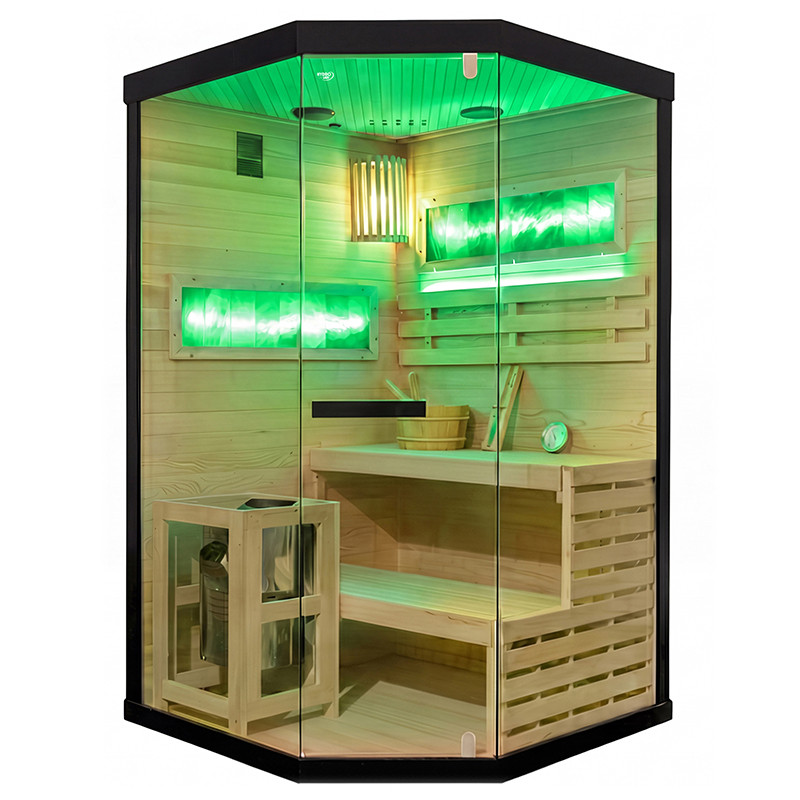 SAUNA FIŃSKA WYSOKOTEMPERATUROWA Z PIECEM LARK2/HARVIA 3,5KW 1-2 OSOBOWA 120x120 CM LARK2
