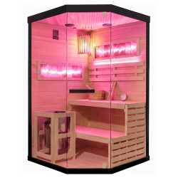 SAUNA FIŃSKA WYSOKOTEMPERATUROWA Z PIECEM LARK2/HARVIA 3,5KW 1-2 OSOBOWA 120x120 CM LARK2