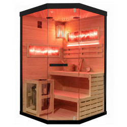 SAUNA FIŃSKA WYSOKOTEMPERATUROWA Z PIECEM LARK2/HARVIA 3,5KW 1-2 OSOBOWA 120x120 CM LARK2
