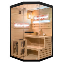 SAUNA FIŃSKA WYSOKOTEMPERATUROWA Z PIECEM LARK2/HARVIA 3,5KW 1-2 OSOBOWA 120x120 CM LARK2