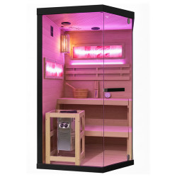 SAUNA FIŃSKA WYSOKOTEMPERATUROWA Z PIECEM LARK2/HARVIA 3,5KW 1-2 OSOBOWA 120x120 CM LARK2