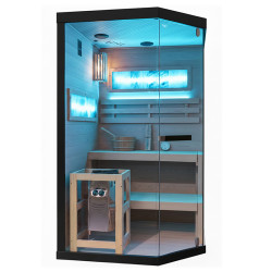 SAUNA FIŃSKA WYSOKOTEMPERATUROWA Z PIECEM LARK2/HARVIA 3,5KW 1-2 OSOBOWA 120x120 CM LARK2