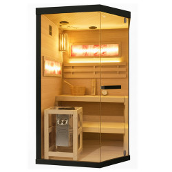SAUNA FIŃSKA WYSOKOTEMPERATUROWA Z PIECEM LARK2/HARVIA 3,5KW 1-2 OSOBOWA 120x120 CM LARK2