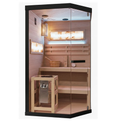 SAUNA FIŃSKA WYSOKOTEMPERATUROWA Z PIECEM LARK2/HARVIA 3,5KW 1-2 OSOBOWA 120x120 CM LARK2