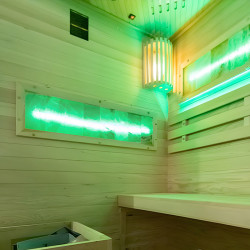 SAUNA FIŃSKA WYSOKOTEMPERATUROWA Z PIECEM LARK2/HARVIA 3,5KW 1-2 OSOBOWA 120x120 CM LARK2