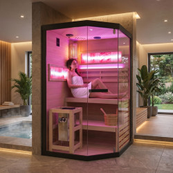 SAUNA FIŃSKA WYSOKOTEMPERATUROWA Z PIECEM LARK2/HARVIA 3,5KW 1-2 OSOBOWA 120x120 CM LARK2