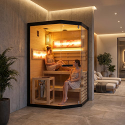 SAUNA FIŃSKA WYSOKOTEMPERATUROWA Z PIECEM LARK2/HARVIA 3,5KW 1-2 OSOBOWA 120x120 CM LARK2