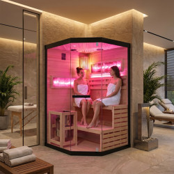 SAUNA FIŃSKA WYSOKOTEMPERATUROWA Z PIECEM LARK2/HARVIA 3,5KW 1-2 OSOBOWA 120x120 CM LARK2
