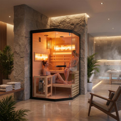 SAUNA FIŃSKA WYSOKOTEMPERATUROWA Z PIECEM LARK2/HARVIA 3,5KW 1-2 OSOBOWA 120x120 CM LARK2