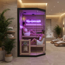 SAUNA FIŃSKA WYSOKOTEMPERATUROWA Z PIECEM LARK2/HARVIA 3,5KW 1-2 OSOBOWA 120x120 CM LARK2
