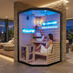 SAUNA FIŃSKA WYSOKOTEMPERATUROWA Z PIECEM LARK2/HARVIA 3,5KW 1-2 OSOBOWA 120x120 CM LARK2