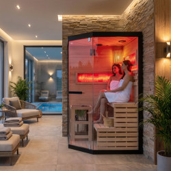 SAUNA FIŃSKA WYSOKOTEMPERATUROWA Z PIECEM LARK2/HARVIA 3,5KW 1-2 OSOBOWA 120x120 CM LARK2