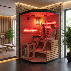 SAUNA FIŃSKA WYSOKOTEMPERATUROWA Z PIECEM LARK2/HARVIA 3,5KW 1-2 OSOBOWA 120x120 CM LARK2