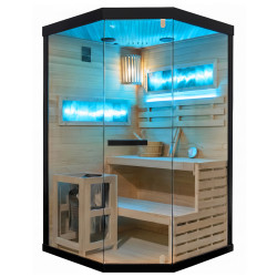 SAUNA FIŃSKA WYSOKOTEMPERATUROWA Z PIECEM LARK2/HARVIA 3,5KW 1-2 OSOBOWA 120x120 CM LARK2