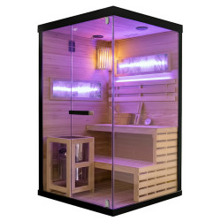 SAUNA FIŃSKA WYSOKOTEMPERATUROWA Z PIECEM LARK1/HARVIA 3,5KW 1-2 OSOBOWA 120x120 CM LARK1