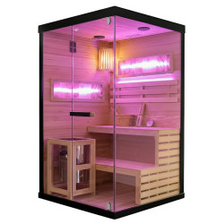 SAUNA FIŃSKA WYSOKOTEMPERATUROWA Z PIECEM LARK1/HARVIA 3,5KW 1-2 OSOBOWA 120x120 CM LARK1