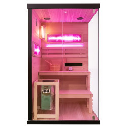 SAUNA FIŃSKA WYSOKOTEMPERATUROWA Z PIECEM LARK1/HARVIA 3,5KW 1-2 OSOBOWA 120x120 CM LARK1