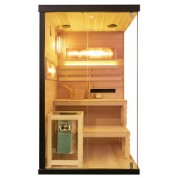 SAUNA FIŃSKA WYSOKOTEMPERATUROWA Z PIECEM LARK1/HARVIA 3,5KW 1-2 OSOBOWA 120x120 CM LARK1