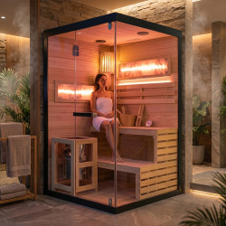 SAUNA FIŃSKA WYSOKOTEMPERATUROWA Z PIECEM LARK1/HARVIA 3,5KW 1-2 OSOBOWA 120x120 CM LARK1