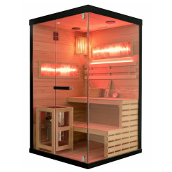 SAUNA FIŃSKA WYSOKOTEMPERATUROWA Z PIECEM LARK1/HARVIA 3,5KW 1-2 OSOBOWA 120x120 CM LARK1
