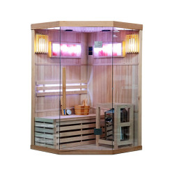 SAUNA FIŃSKA WYSOKOTEMPERATUROWA Z PIECEM KEMI2/HARVIA 1-2 OSOBOWA 120x120 KEMI2