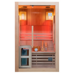SAUNA FIŃSKA WYSOKOTEMPERATUROWA Z PIECEM KEMI1/HARVIA 1-2 OSOBOWA 120x105 KEMI1