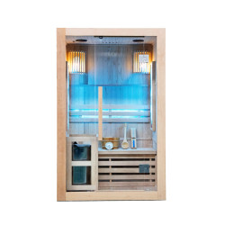 SAUNA FIŃSKA WYSOKOTEMPERATUROWA Z PIECEM KEMI1/HARVIA 1-2 OSOBOWA 120x105 KEMI1