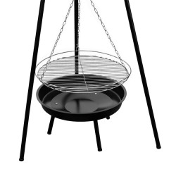 GRILL WĘGLOWY OGRODOWY PALENISKO OKRĄGŁY NISKI REGULACJA WYSOKOŚCI TRÓJNÓG