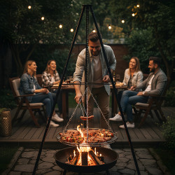 PALENISKO GRILL OGRODOWY WĘGLOWY Z POKRYWĄ VL08 CZARNE VL08-BLACK