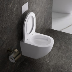 MISKA WC WISZĄCA TORNADO NERO-WH-03 BIAŁA DESKA WOLNOOPADAJĄCA DUROPLAST NERO-WH-03