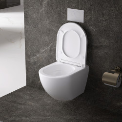 MISKA WC WISZĄCA TORNADO NERO-WH-02 BIAŁA DESKA WOLNOOPADAJĄCA DUROPLAST NERO-WH-02