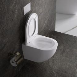 MISKA WC WISZĄCA TORNADO NERO-WH-02 BIAŁA DESKA WOLNOOPADAJĄCA DUROPLAST NERO-WH-02