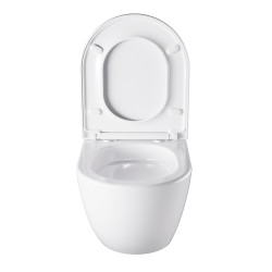 MISKA WC WISZĄCA TORNADO NERO-WH-02 BIAŁA DESKA WOLNOOPADAJĄCA DUROPLAST NERO-WH-02