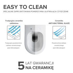 MISKA WC WISZĄCA TORNADO NERO-WH-02 BIAŁA DESKA WOLNOOPADAJĄCA DUROPLAST NERO-WH-02