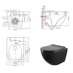MISKA WC WISZĄCA TORNADO NERO-MTB-03 CZARNA DESKA WOLNOOPADAJĄCA DUROPLAST NERO-MTB-03