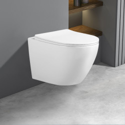 MISKA WC WISZĄCA TORNADO FLOW-WH-TR-03 BIAŁA DESKA WOLNOOPADAJĄCA DUROPLAST FLOW-WH-TR-03