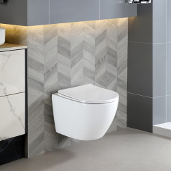 MISKA WC WISZĄCA TORNADO FLOW-WH-TR-03 BIAŁA DESKA WOLNOOPADAJĄCA DUROPLAST FLOW-WH-TR-03