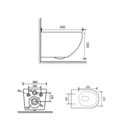 MISKA WC WISZĄCA TORNADO FLOW-WH-TR-03 BIAŁA DESKA WOLNOOPADAJĄCA DUROPLAST FLOW-WH-TR-03