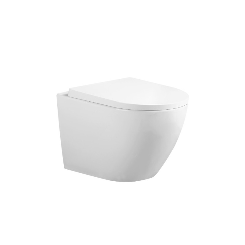 MISKA WC WISZĄCA TORNADO FLOW-WH-TR-02 BIAŁA DESKA WOLNOOPADAJĄCA DUROPLAST FLOW-WH-TR-02
