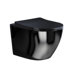 MISKA WC WISZĄCA TORNADO FLOW-BL-TR-03 CZARNA DESKA WOLNOOPADAJĄCA DUROPLAST FLOW-BL-TR-03