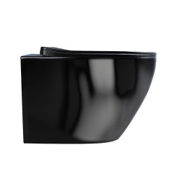 MISKA WC WISZĄCA TORNADO FLOW-BL-TR-03 CZARNA DESKA WOLNOOPADAJĄCA DUROPLAST FLOW-BL-TR-03
