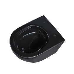 MISKA WC WISZĄCA TORNADO FLOW-BL-TR-03 CZARNA DESKA WOLNOOPADAJĄCA DUROPLAST FLOW-BL-TR-03
