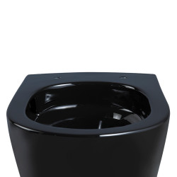 MISKA WC WISZĄCA TORNADO FLOW-BL-TR-03 CZARNA DESKA WOLNOOPADAJĄCA DUROPLAST FLOW-BL-TR-03