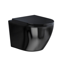 MISKA WC WISZĄCA TORNADO FLOW-BL-TR-02 CZARNA DESKA WOLNOOPADAJĄCA DUROPLAST FLOW-BL-TR-02