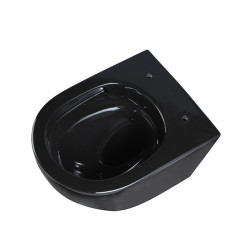 MISKA WC WISZĄCA TORNADO FLOW-BL-TR-02 CZARNA DESKA WOLNOOPADAJĄCA DUROPLAST FLOW-BL-TR-02