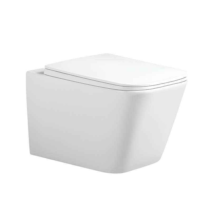 MISKA WC WISZĄCA RIMLESS RAIN-WH-RIM-03 BIAŁA DESKA WOLNOOPADAJĄCA DUROPLAST RAIN-WH-RIM-03
