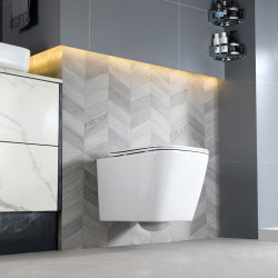 MISKA WC WISZĄCA RIMLESS RAIN-WH-RIM-03 BIAŁA DESKA WOLNOOPADAJĄCA DUROPLAST RAIN-WH-RIM-03