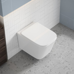 MISKA WC WISZĄCA RIMLESS RAIN-WH-RIM-03 BIAŁA DESKA WOLNOOPADAJĄCA DUROPLAST RAIN-WH-RIM-03