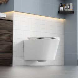 MISKA WC WISZĄCA RIMLESS RAIN-WH-RIM-03 BIAŁA DESKA WOLNOOPADAJĄCA DUROPLAST RAIN-WH-RIM-03